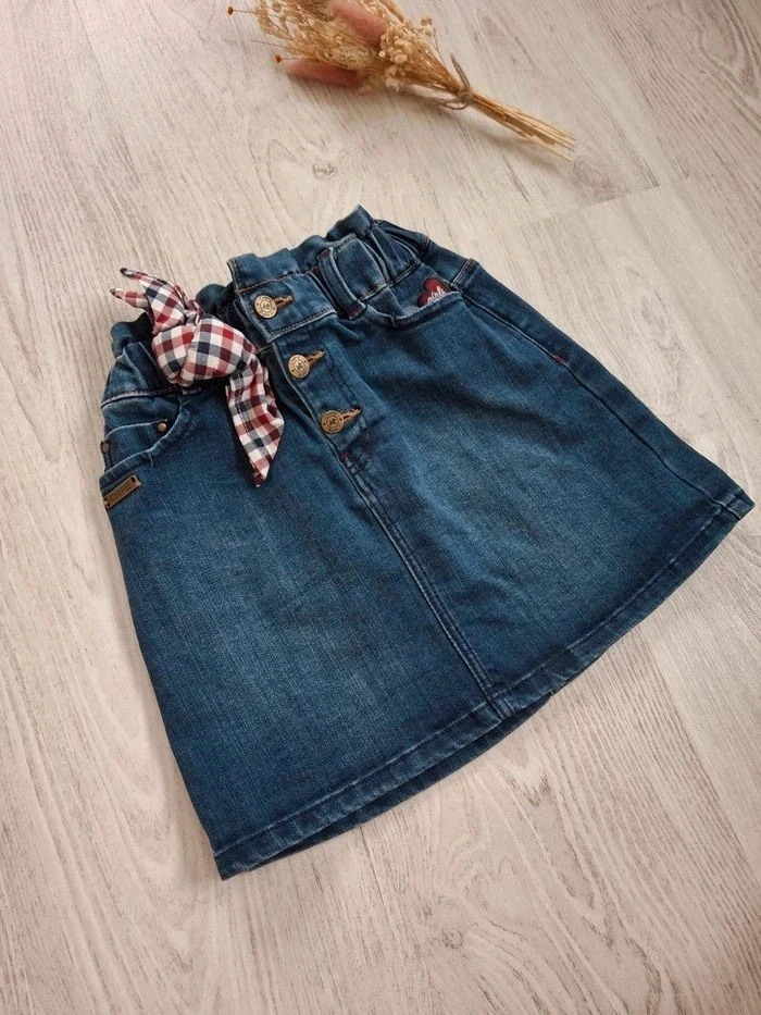 Falda de mezclilla para niña azul con pañuelo extraíble Chipie 6 años - Nueva – photo 7